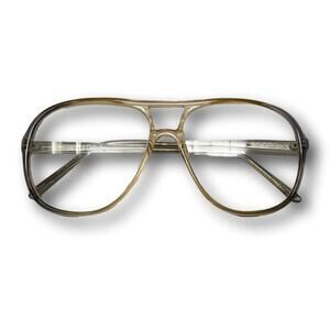 Vintage 70s Rx Eyeglasses Gold Aviator Frames Titanium Pilot Grandpa Retro Style